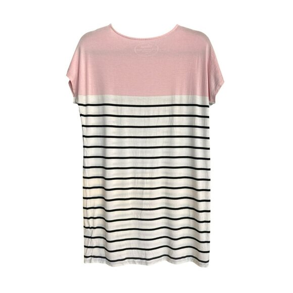 Soma Cool Nights Sleepshirt Size Small Pink Striped Short Sleeve Black White - Picture 3 of 4